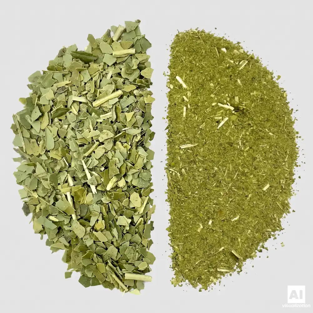 Σύγκριση της πράσινης «despalada» yerba mate και του λεπτοαλεσμένου chimarrão.