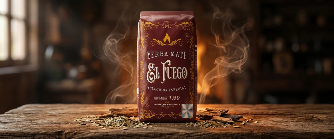 El Fuego 1 kg σε χάρτινη συσκευασία – ισχυρή και έντονη yerba mate, συσκευασμένη στην πηγή.