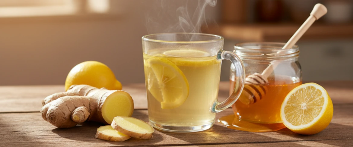 Τσάι με τζίντζερ, μέλι και λεμόνι