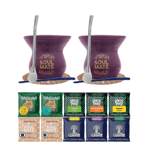 Yerba Mate Set 10x50g 2x Calabash + 2x Bombilla
