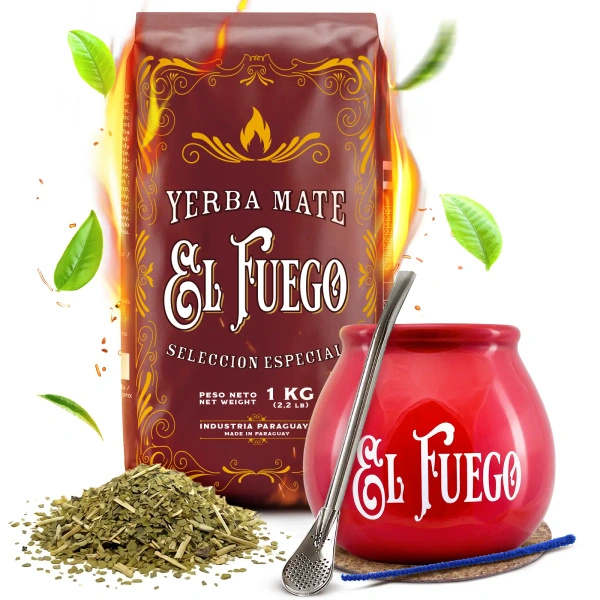 Σετ Yerba Mate: El Fuego Elaborada 1κιλά + Καλαμπάς + Bombilla