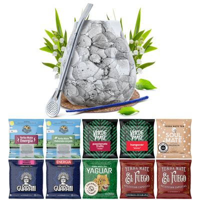 Yerba Mate 10x50g 500g σετ δειγμάτων + αξεσουάρ