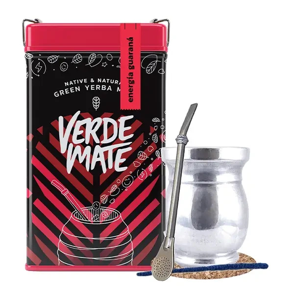 Σετ Yerbera Verde Mate Energia Guarana 0.5kg Palo Santo