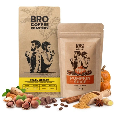 Σετ για Pumpkin Spice Latte: καφές Bro Coffee Roastery Brazil Cerrado 1κιλό + Pumpkin Spice Latte Mix 100γρ