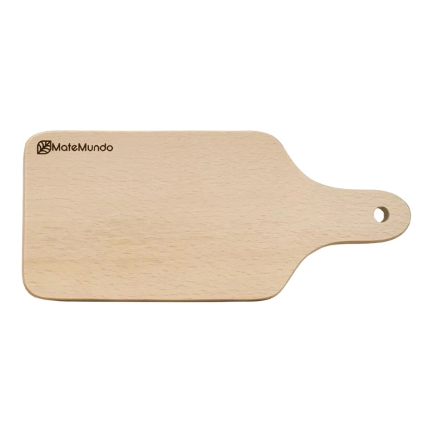 Ξύλινη σανίδα κοπής με το λογότυπο MateMundo