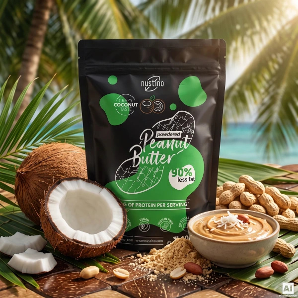 Σετ φυστικοβούτυρο σε σκόνη Nustino: Classic + Coconut 2x400γρ