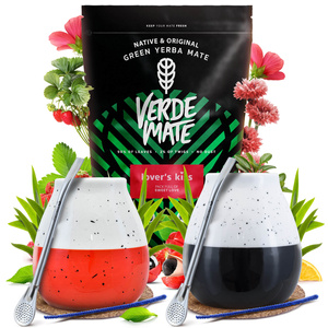 Σετ Yerba Mate για ζευγάρι Verde Mate 400γρ 0,4κιλά 2x Καλαμπάς + 2x Bombilla