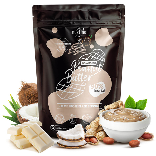 Nustino – Φυστικοβούτυρο σε σκόνη – White Chocolate & Coconut (χωρίς προσθήκη ζάχαρη) 400 g