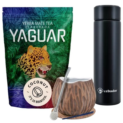 Yerba Mate Yaguar Coconut σετ θερμός 500g calabash