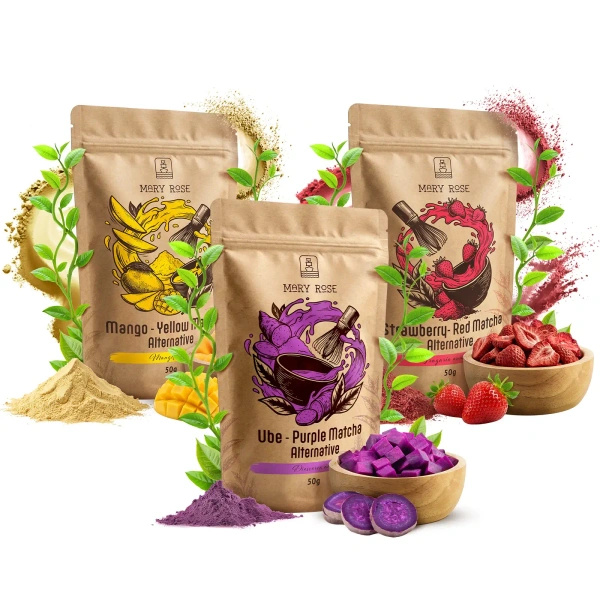 Σετ πολύχρωμων matcha: Purple Matcha + Yellow Matcha + Red Matcha