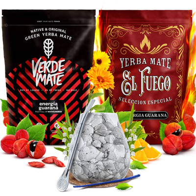 Σετ Yerba Mate Verde Mate El Fuego Energia 2x500g + αξεσουάρ