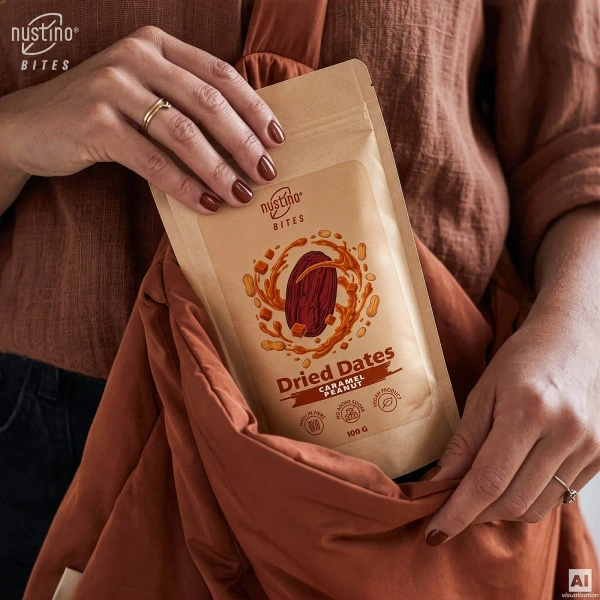 Nustino Bites – Αποξηραμένοι Χουρμάδες – Caramel Peanut 100 γρ.