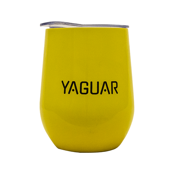 TermoLid – stainless steel vessel with a lid – Yaguar (yellow) – 350 ml