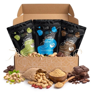 Σετ δώρου με φυστικοβούτυρο σε σκόνη Nustino: Pure + Chocolate + Pistachio & Chocolate 3x400γρ