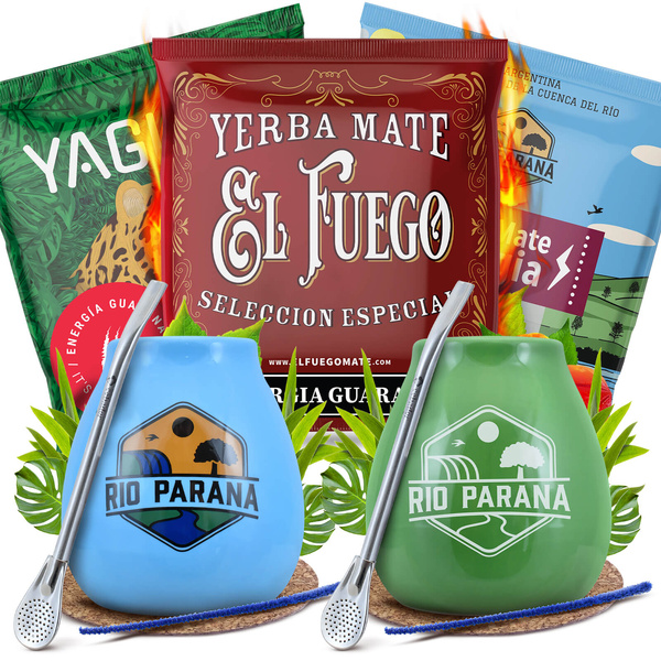 Yerba Mate Energia Set ΓΙΑ ΔΥΟ Calabash Bombilla