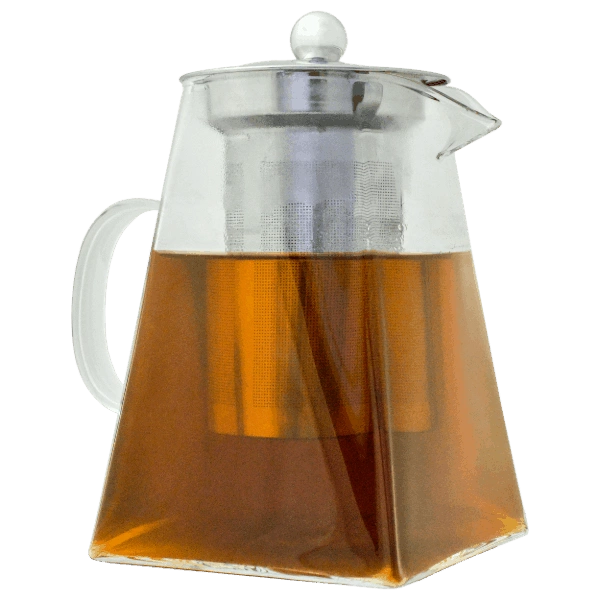 Γυάλινη τσαγιέρα με αφαιρούμενο φίλτρο και ατσάλινο καπάκι