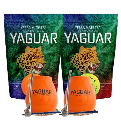 Σετ Yerba Mate Yaguar Naranja 500g + Yaguar Menta Limon 500g