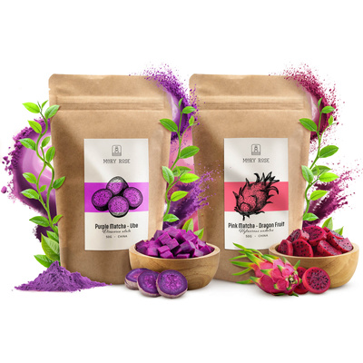 Σετ πολύχρωμων matcha: Pink Matcha + Purple Matcha