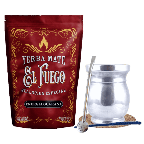 Σετ Yerba Mate: El Fuego Energia Guarana 500γρ + Palo Santo + Bombilla
