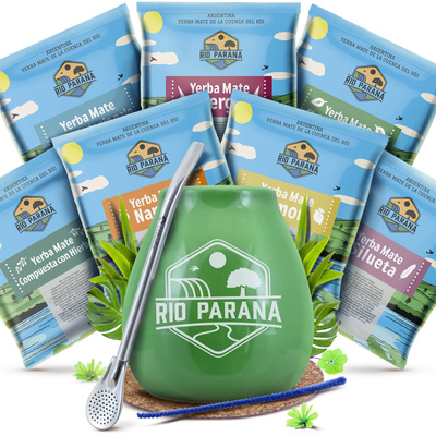 Yerba Mate Rio Parana 7x50g σετ δειγμάτων + αξεσουάρ