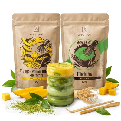 Σετ για χρωματιστό Matcha Latte: Matcha + Yellow Matcha + αξεσουάρ