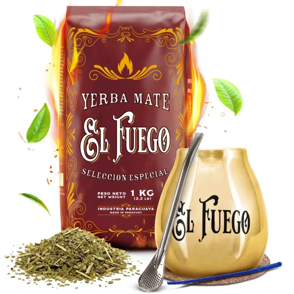 Σετ Yerba Mate: El Fuego Elaborada 1κιλά + Καλαμπάς + Bombilla