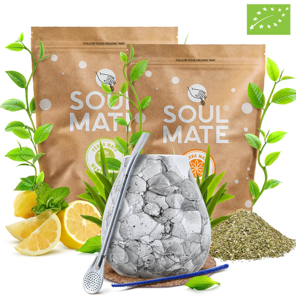 Σετ Yerba Mate Soul Mate Organica 2x500g 1kg Calabash + Bombilla