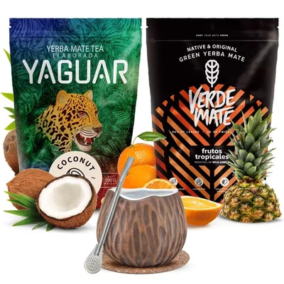 Σετ Yerba mate Verde Mate Yaguar Κεραμικό calabash Καρύδα bombilla