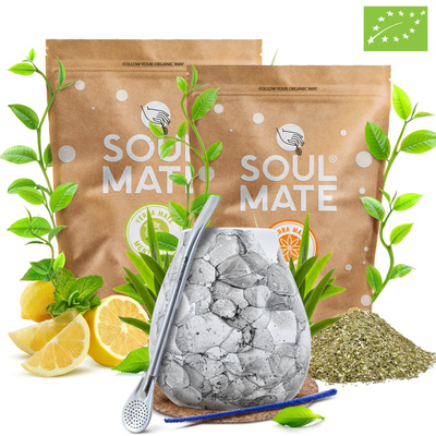 Σετ Yerba Mate Soul Mate Organica 2x500g 1kg Calabash + Bombilla