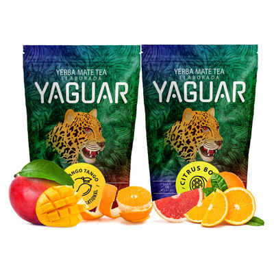Yerba Mate Yaguar φρουτώδες εσπεριδοειδές Mango 2x500g 1kg