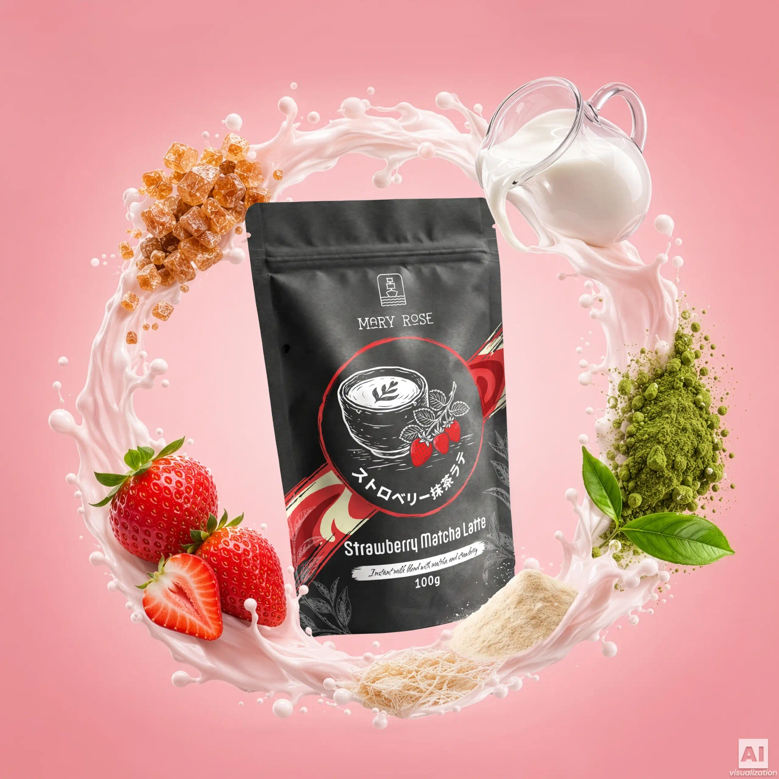 Mary Rose – Strawberry Matcha Latte
