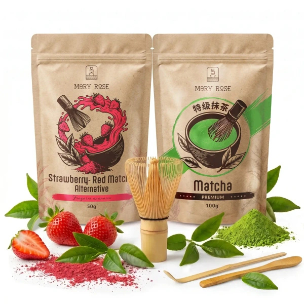 Σετ για χρωματιστό Matcha Latte: Matcha + Red Matcha + αξεσουάρ