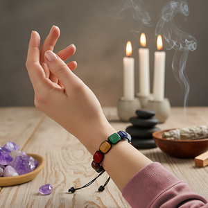 Βραχιόλι «Επτά Τσάκρα» – με κορδόνι