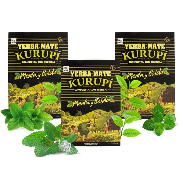 Σετ γιέρμπα ματέ Kurupi Menta y Boldo 3x500γρ