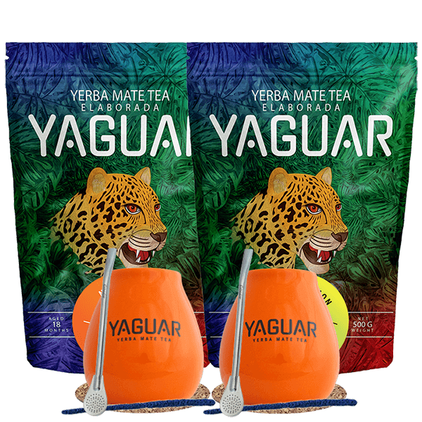 Σετ Yerba Mate Yaguar Naranja 500g + Yaguar Menta Limon 500g