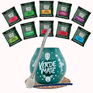 Σετ Yerba Mate Πράσινο 500g Mate Gourd Bombilla 10x50g
