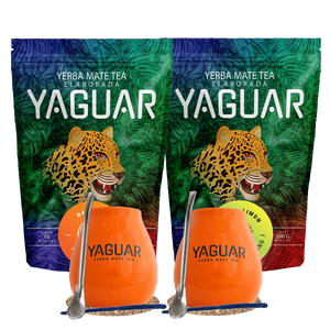 Σετ Yerba Mate Yaguar Naranja 500g + Yaguar Menta Limon 500g