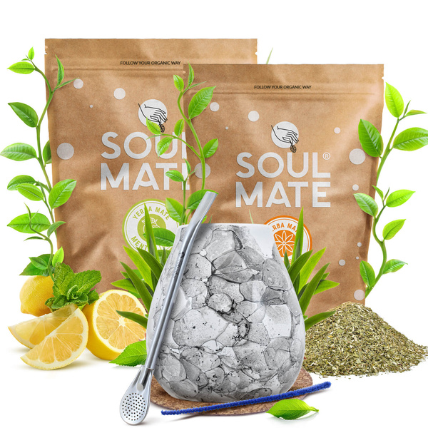 Σετ Yerba Mate Soul Mate Organica 2x500g 1kg Calabash + Bombilla