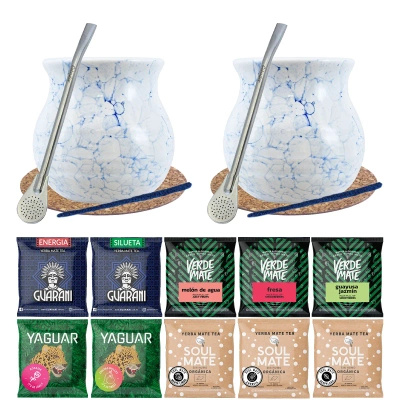 Σετ για δύο Yerba Mate Bombilla Gourd 10x50g