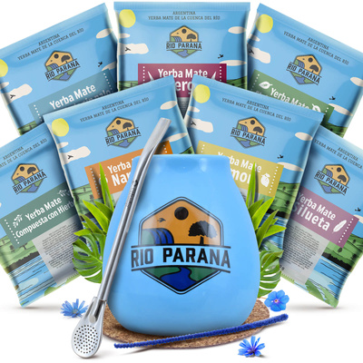 Yerba Mate Rio Parana 7x50g σετ δειγμάτων + αξεσουάρ