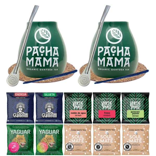 Σετ για δύο mate τσάι Gourd Bombilla 10x50