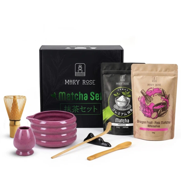 Σετ δώρου για χρωματιστό Matcha Latte: Matcha + Pink Matcha + αξεσουάρ