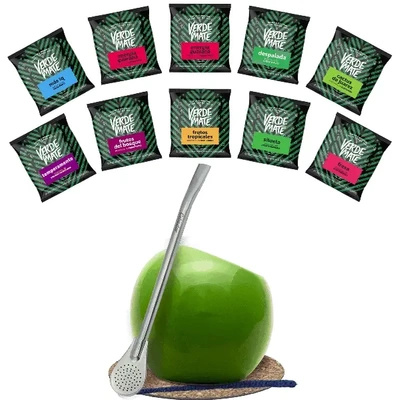 Σετ Yerba Mate Πράσινο 500g Gourd Bombilla 10x50g