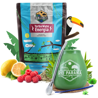 Yerba Mate σετ Rio Parana Energia 500g Calabash + Bombilla