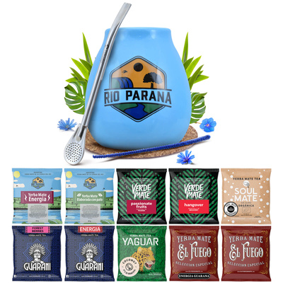 Yerba Mate 10x50g 500g σετ δειγμάτων + αξεσουάρ