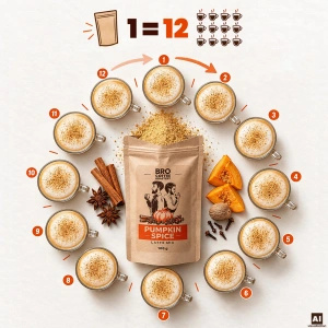 Σετ για Pumpkin Spice Latte: καφές Bro Coffee Roastery Brazil Cerrado 1κιλό + Pumpkin Spice Latte Mix 100γρ