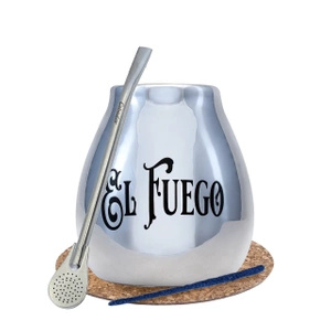 Yerba Mate BIG calabash bombilla silver El Fuego