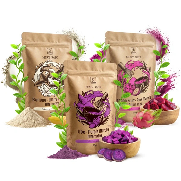 Σετ πολύχρωμων matcha: Purple Matcha + White Matcha + Pink Matcha