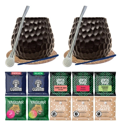mate τσάι Σετ για δύο άτομα Bombilla Gourd 10x50g