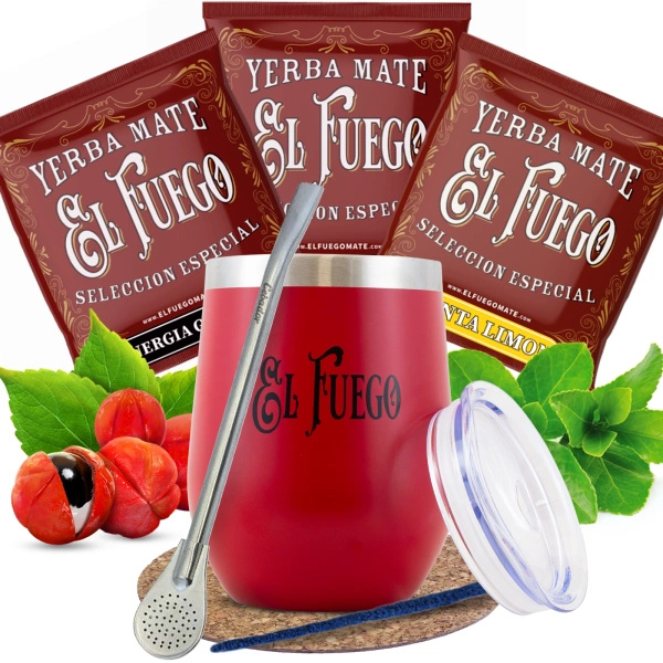Σετ Yerba Mate El Fuego: δείγματα 3x50γρ + TermoLid + Bombilla